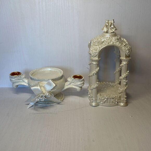 Victorian Style Unity Candle and Wedding Cake Topper - Picture 1 of 9